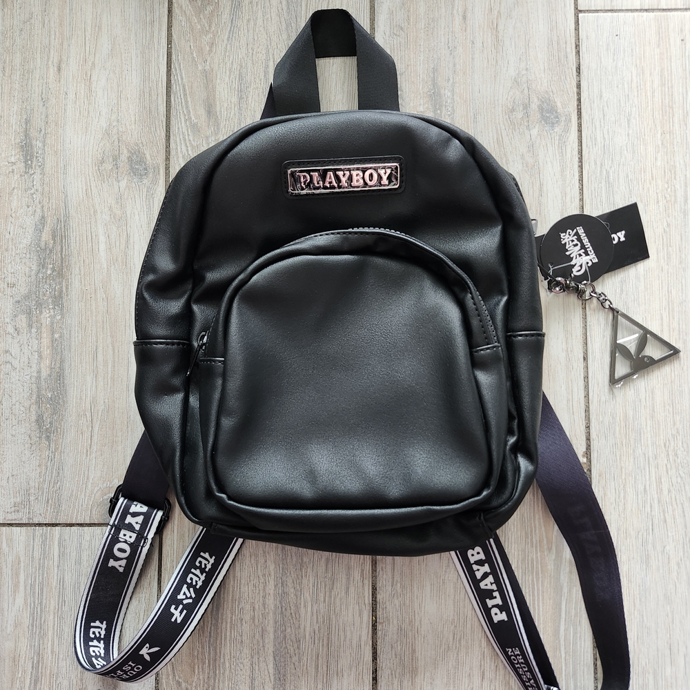 PLAYBOY Black Backpack with Logo Patch